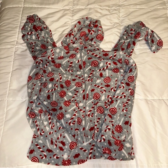 SleepytimePJs Women's Fleece Hooded Footed Onesie Pajamas - Medium Christmas - Picture 4 of 7